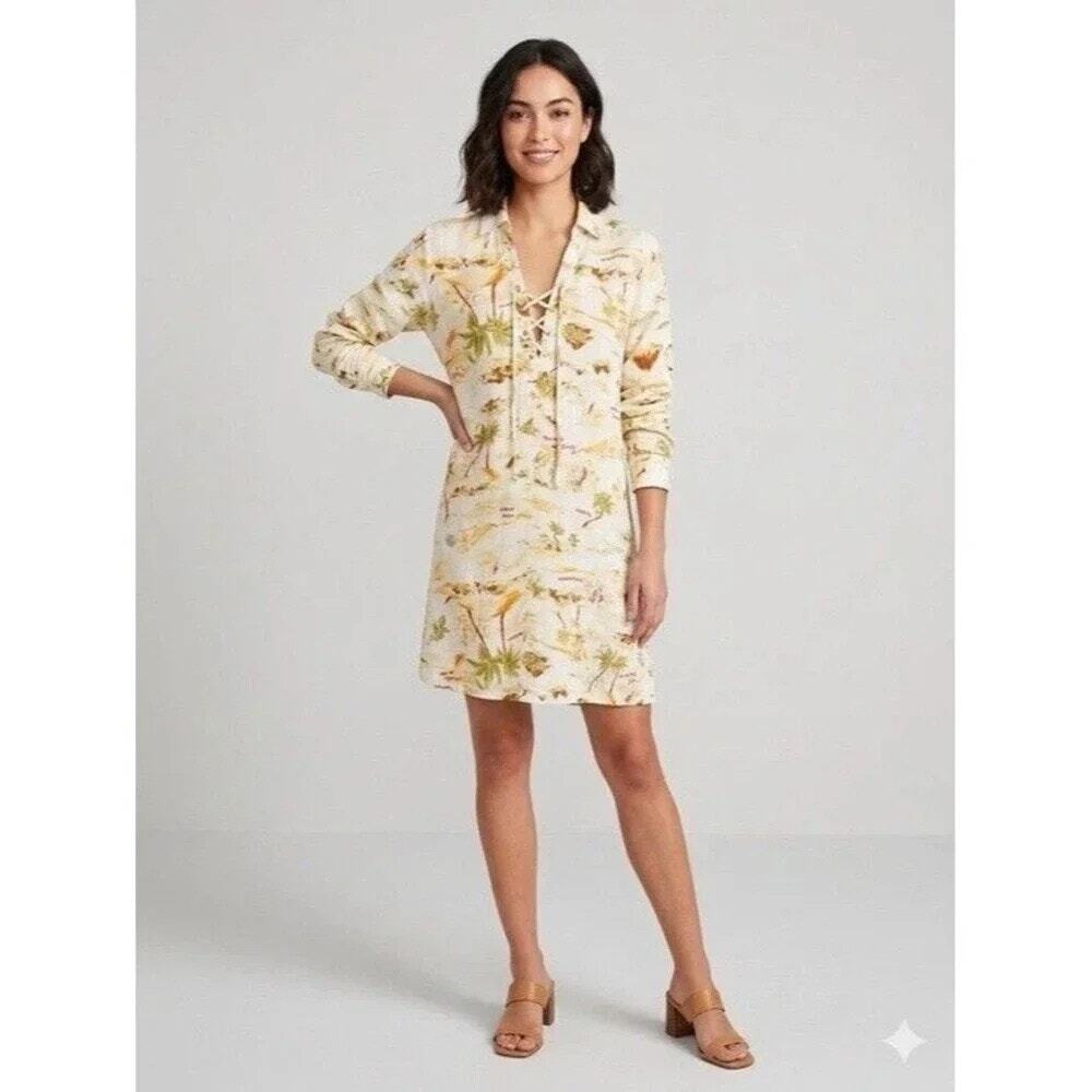 NWT C&C California Beachwear Linen Blend Coverup Dress XL Tropical Resortwear